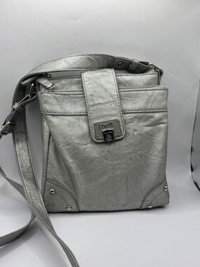 Rosetti silver crossbody organizer handbag.